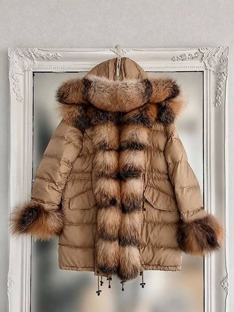 Damen-Parka mit abnehmbarem Fell  Gr. SM