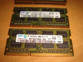 2 stück 4gb ddr3 10600 (1333) RAM für Laptop.