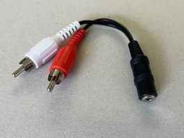 Audioadapter 2 x Cinch-Stecker (M), 1 x 3.5mm Buchse (W)