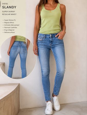 Diesel Slandy W28 L32 Super Skinny Stretch Jeans Hellblau