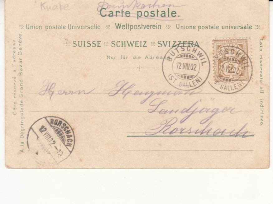 Ansichtskarten: Appenzellertracht 1902, ST Bütschwil – Gebraucht aus Bürglen TG von StampGraf 1