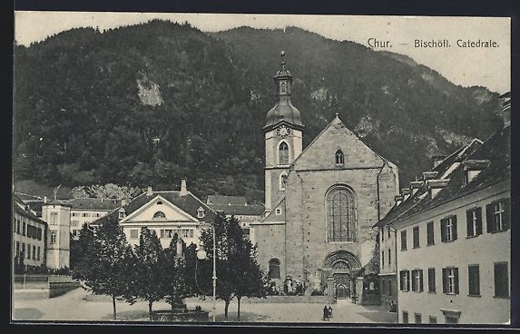 Cartoline postali: AK Chur, Denkmal an Bischöfl. Catedrale – Usato da Berlin venduto da bartko-reher