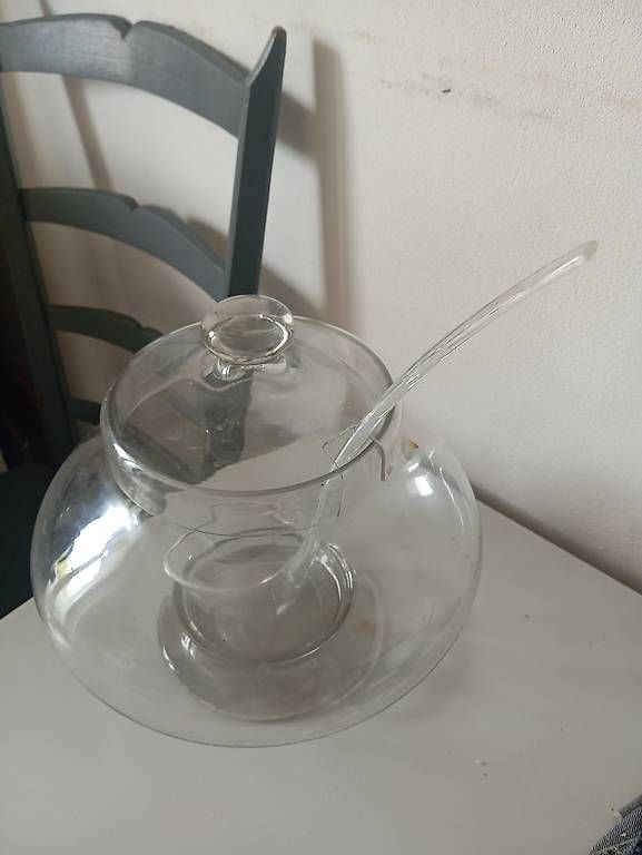 Bicchieri: Bowle Glas Schale mit Löffel und Deckel gebraucht – Usato da Basel venduto da Petergunn 2