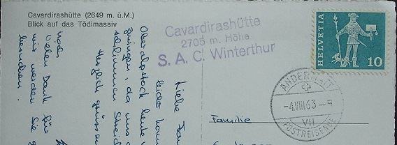 Ansichtskarten: ANDERMATT Cavardirashütte S.A.C. – Gebraucht aus Jona von philajona 1