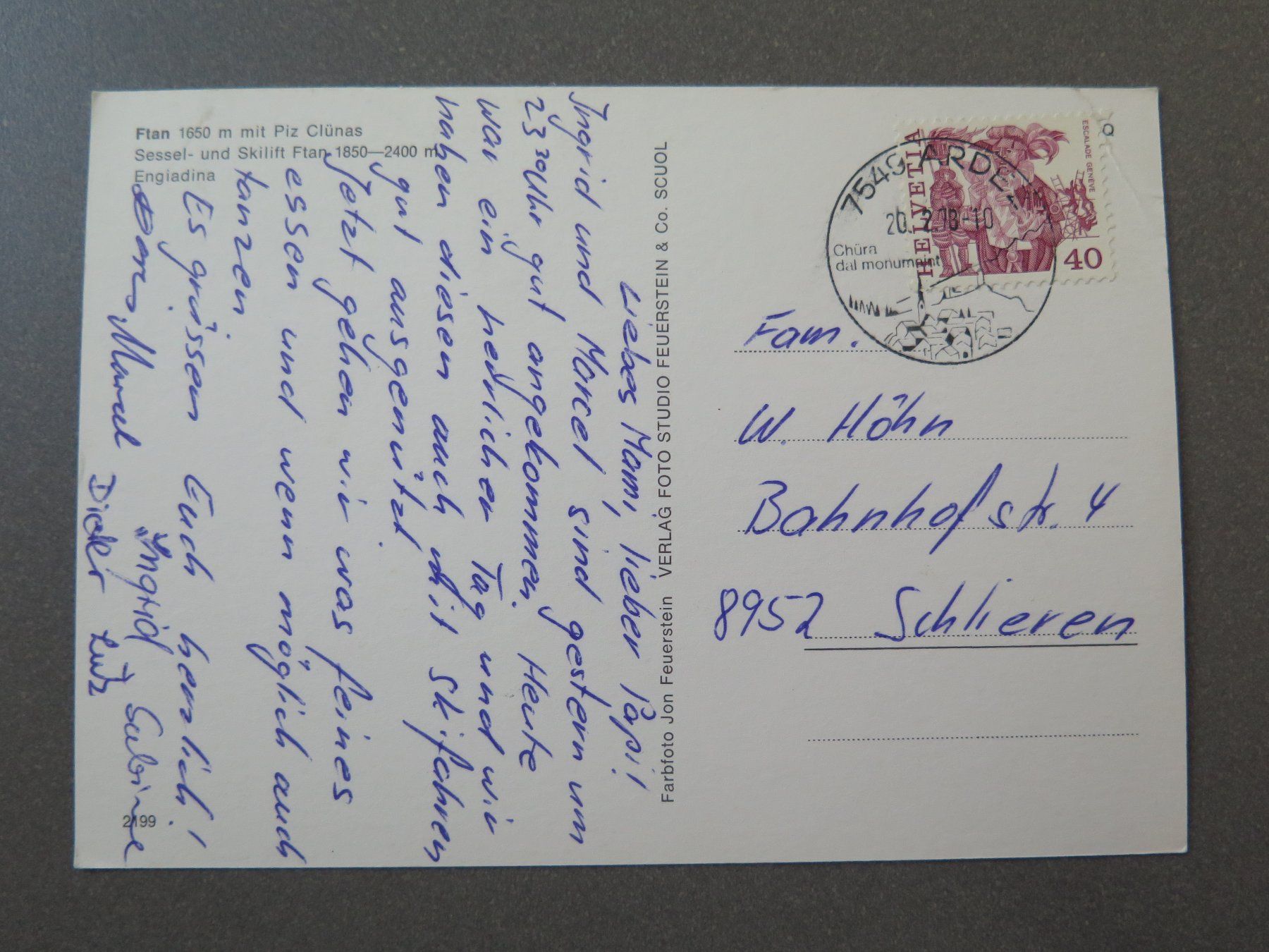 Ansichtskarten: FTAN - SESSEL- UND SKILIFT FTAN – Gebraucht aus Wittenbach von lipasal 1