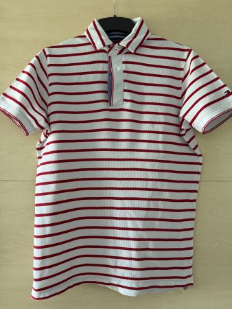 💞  Tommy Hilfiger Polo Shirt weiss rot gestreift Gr. S✨