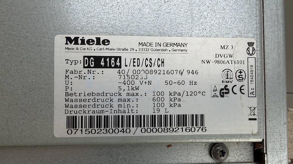 Miele Küchengeräte: Miele Steamer DG 4164 L/ED/CS/CH – Gebraucht aus Künten von buli76 2
