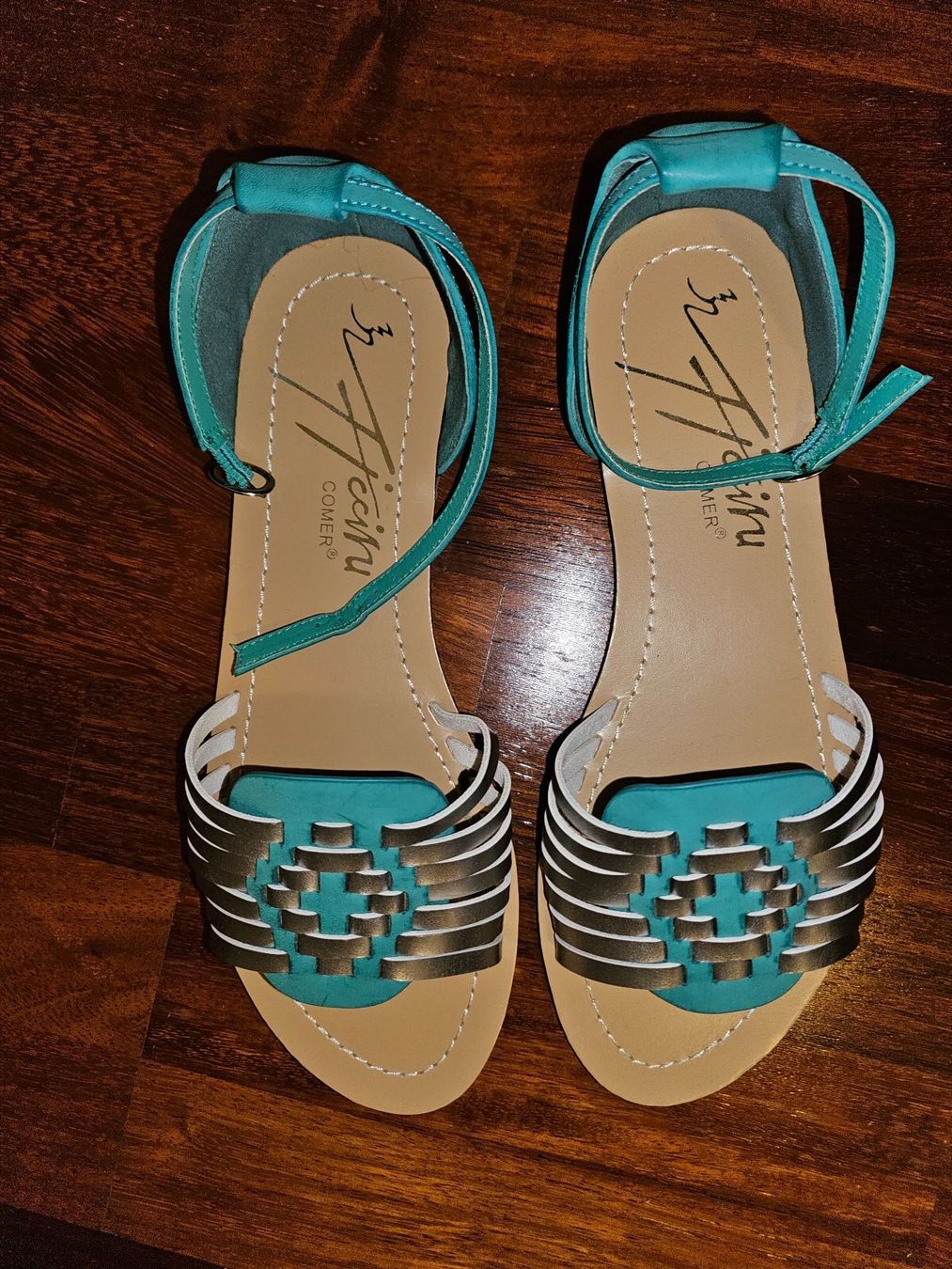 Scarpe da donna: Schicke Sandalette, türkis-silber, Grösse 40 – Nuovo e nell'imballaggio originale da Heiden venduto da Taronia 3