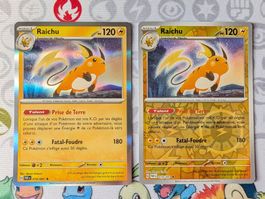 Lot 2 cartes FR Raichu holo/reverse Destinées de Paldea PAF