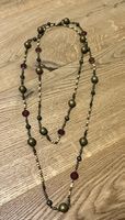 Schöne Halskette aus Bronze Metall mit Perlen, Vintage Stil