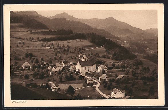 Cartoline postali: Goldingen, Ortsansicht aus der Vogelscha – Usato da Berlin venduto da bartko-reher