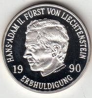 Liechtenstein -- 10 Franken 1990 Silber