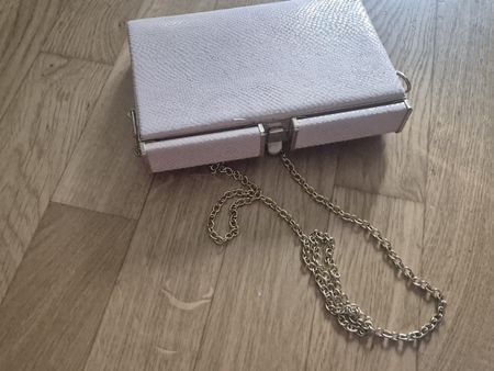 Evening Clutch Bag - gold Chain & Ivory Shimmer