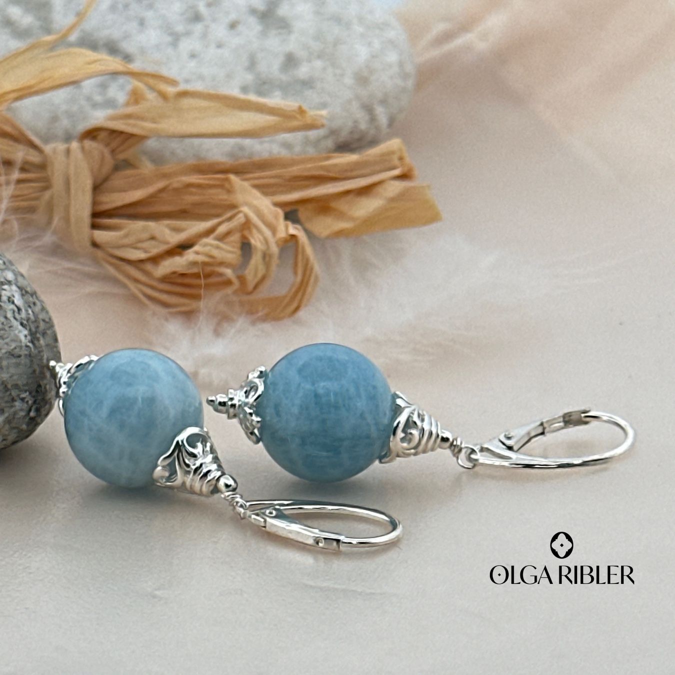Olga Ribler Orecchini pendenti & Orecchini a lobo: Silber Ohrhänger mit Aquamarin – Nuovo (secondo la descrizione) da Luzern venduto da MonikaS03 3