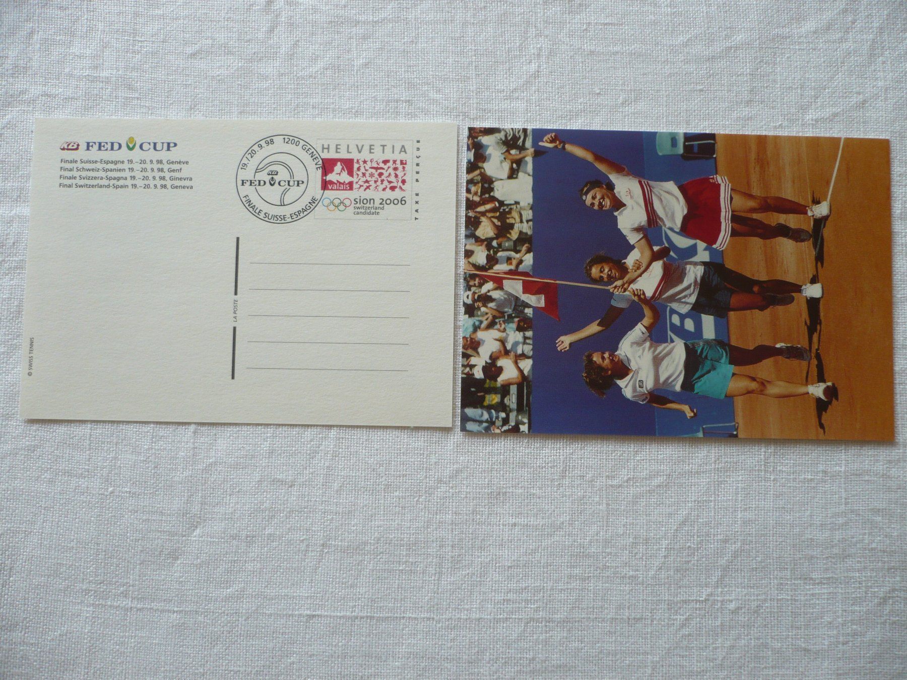 Alle Briefmarken: 1998 FED-Cup Final Genf 2 Bildpostkarten – Gebraucht aus Zürich von saltandpepper008