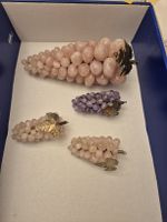 Dekorative Trauben Edelstein, 4er Set, Amethyst/Rosenquarz