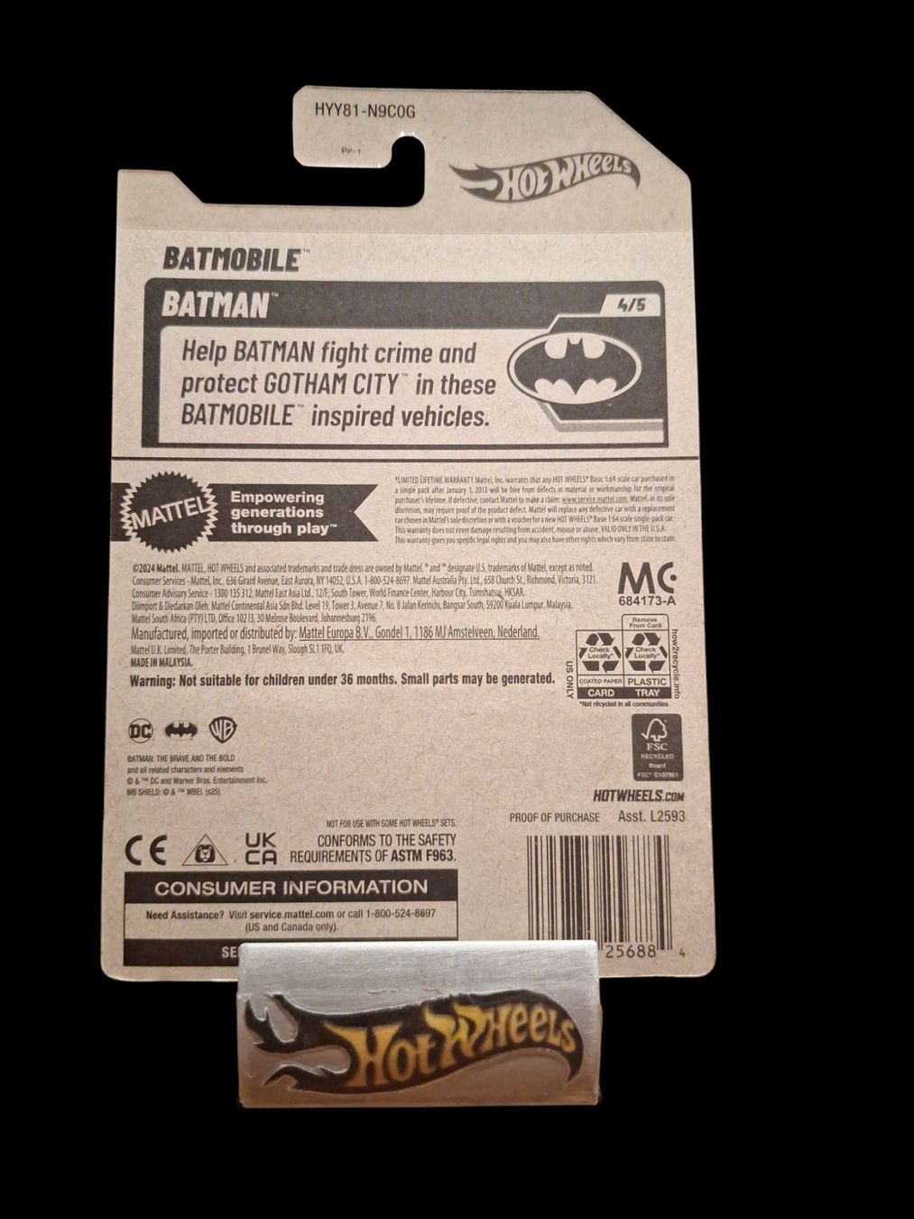 Hot Wheels Modellini d'auto: Hot Wheels Batman 2025 Batmobile 4/5 L – Nuovo e nell'imballaggio originale da Adlikon venduto da Mmartin0 1