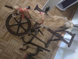 Antikes Spinnrad mit Zubehör Holz Funktionstüchtig