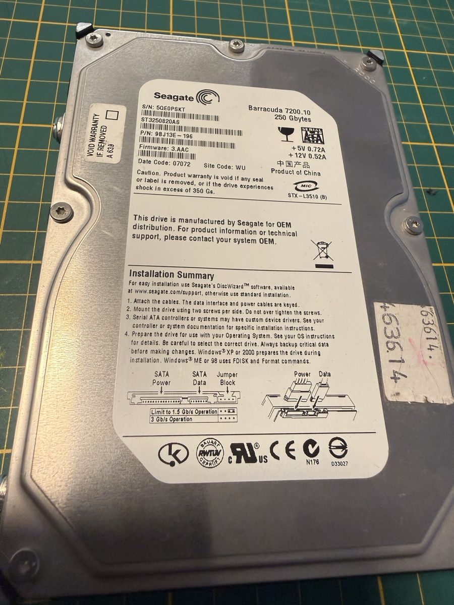 Seagate Dischi rigidi: Disque dur HDD Seagate Barracuda 250Go – Difettoso da Domdidier venduto da DevilTek 3