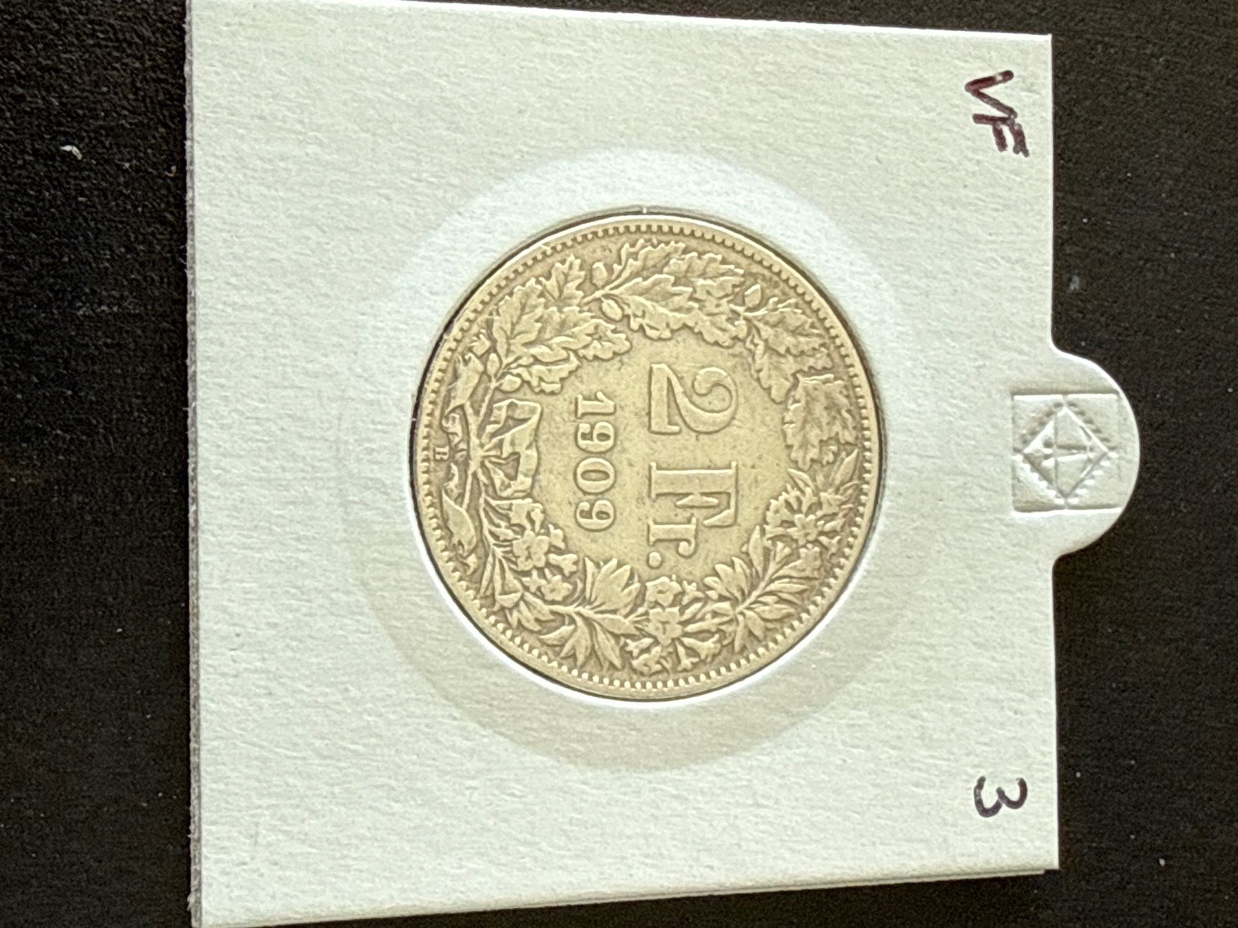 Tutti le monete: Suisse - 2 francs - 1909 - Silver Coin – Usato da Pully venduto da ta571