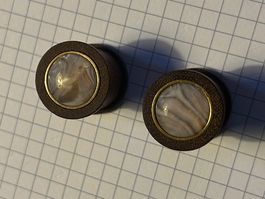 Plug Holz 14mm Ohrschmuck Perlmuttoptik Steinoptik