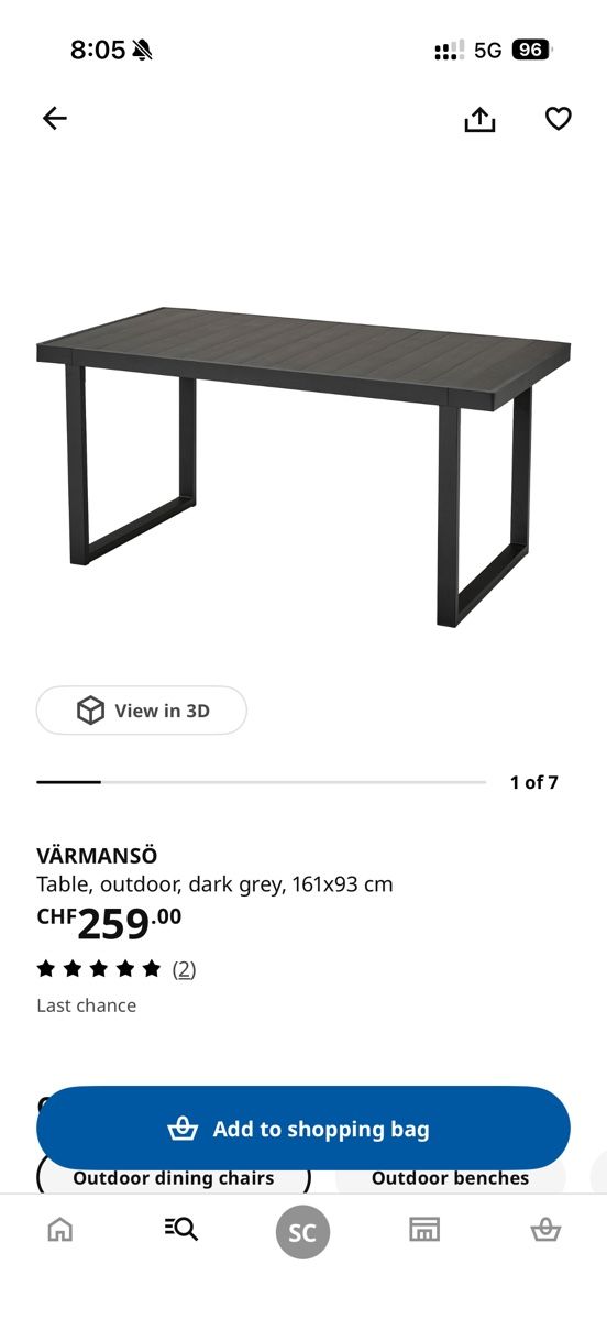 Ikea Tische: Värmansö Table Outdoor Dark Grey 161x93 cm – Gebraucht aus Erlenbach ZH von san_7hfs 2