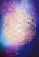 Postkarte - Universum, Blume des Lebens golden