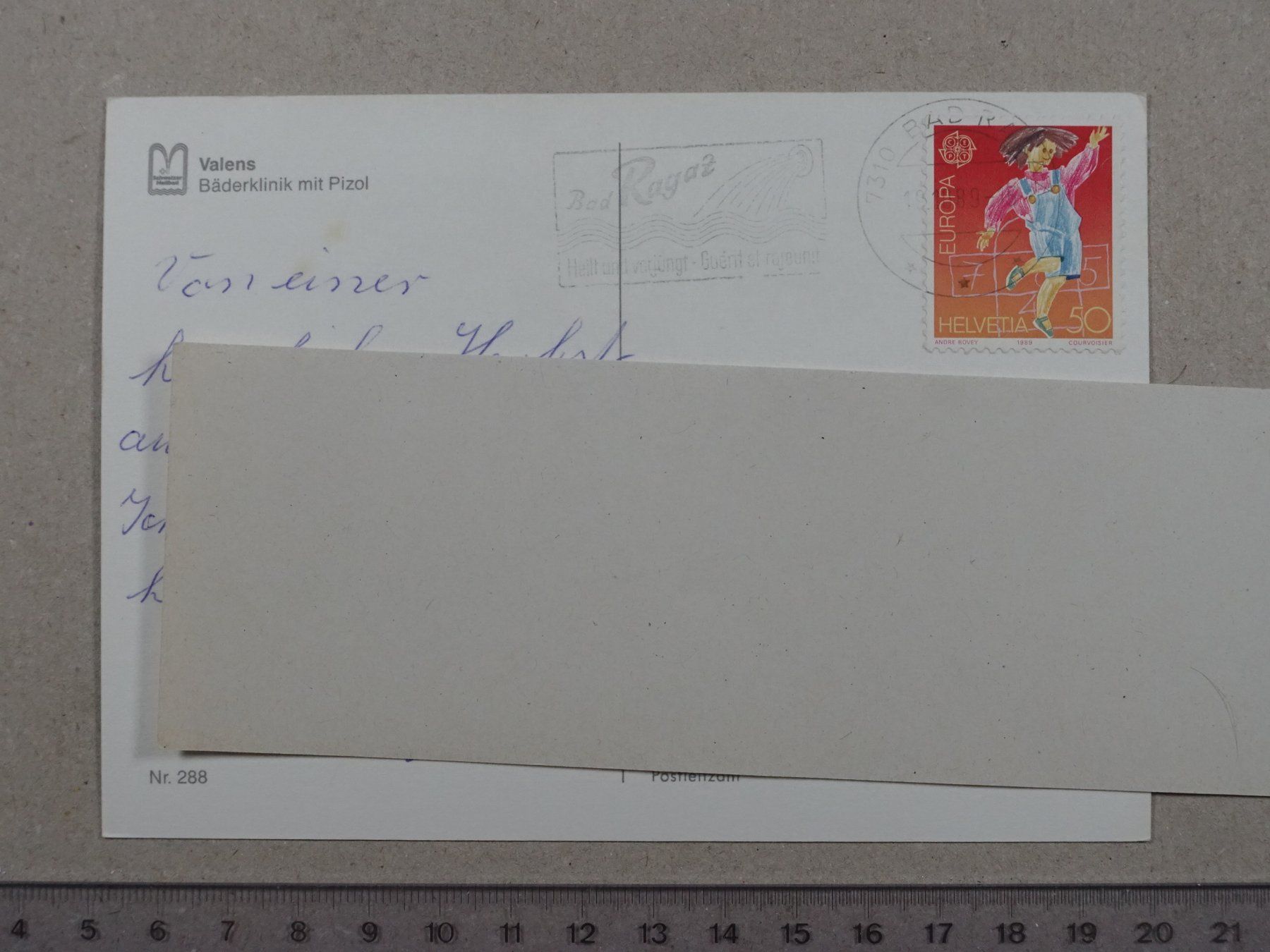 Cartoline postali: Valens, Bäderklinik, Pizol, 1989 – Usato da Lenzburg venduto da fh1 1