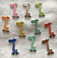 10 Giraffen  Knöpfe Aufnäher Holz Näh Knopf annäher OVP