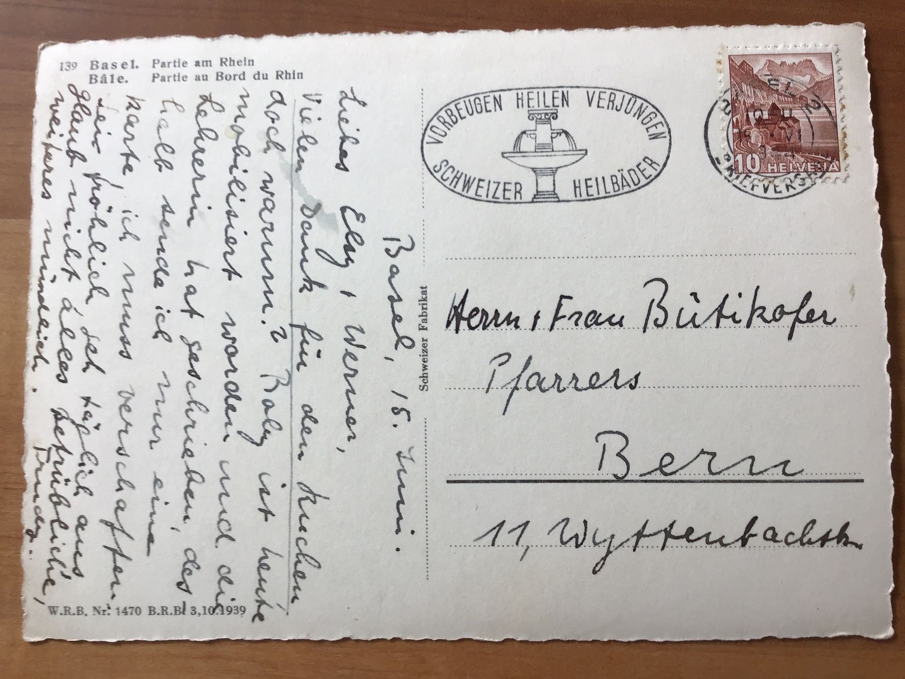 Cartoline postali: Basel Partie am Rhein – Usato da Kirchenthurnen venduto da Gluecksbrief 1