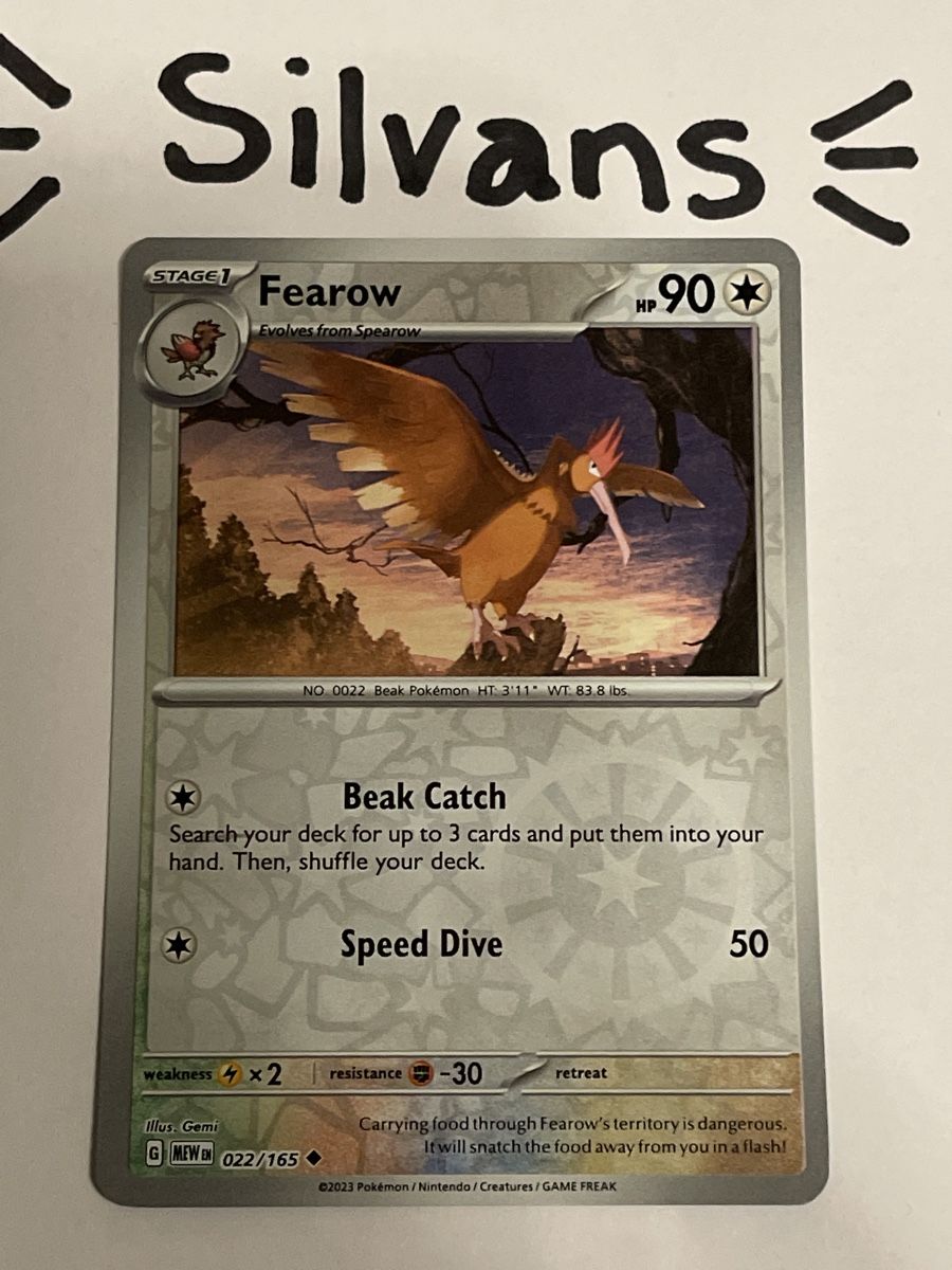 Pokémon Carte collezionabili: Fearow Reverse Holo 022/165 MEW 151 Englisch – Nuovo (secondo la descrizione) da Wil SG venduto da Silvans