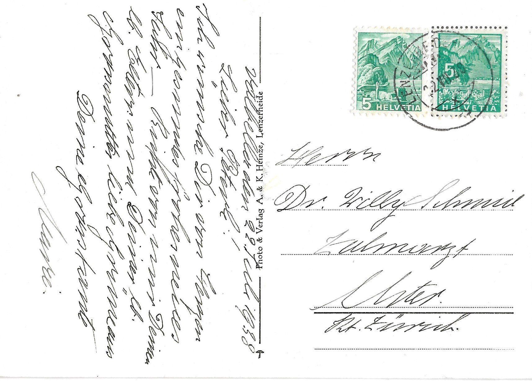 Cartoline postali: Lenzerheide, 1939 – Usato da Frauenfeld venduto da Merk52 1