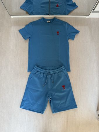Ensemble AMI Paris Ami de Cœur bleu – T-shirt + short
