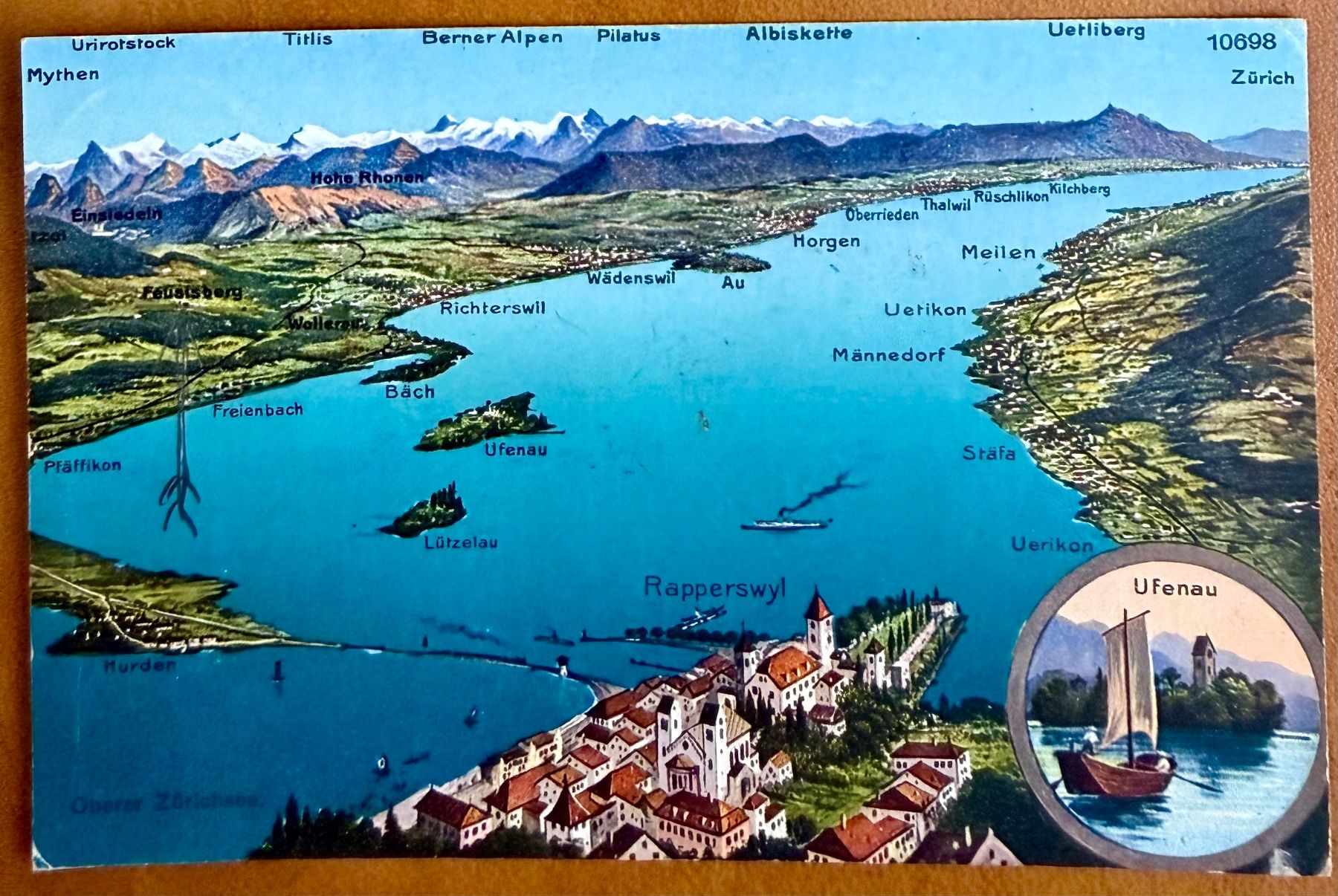 Cartoline postali: Rapperswil - Map - Ufenau 1929 – Usato da Lutry venduto da Ediego