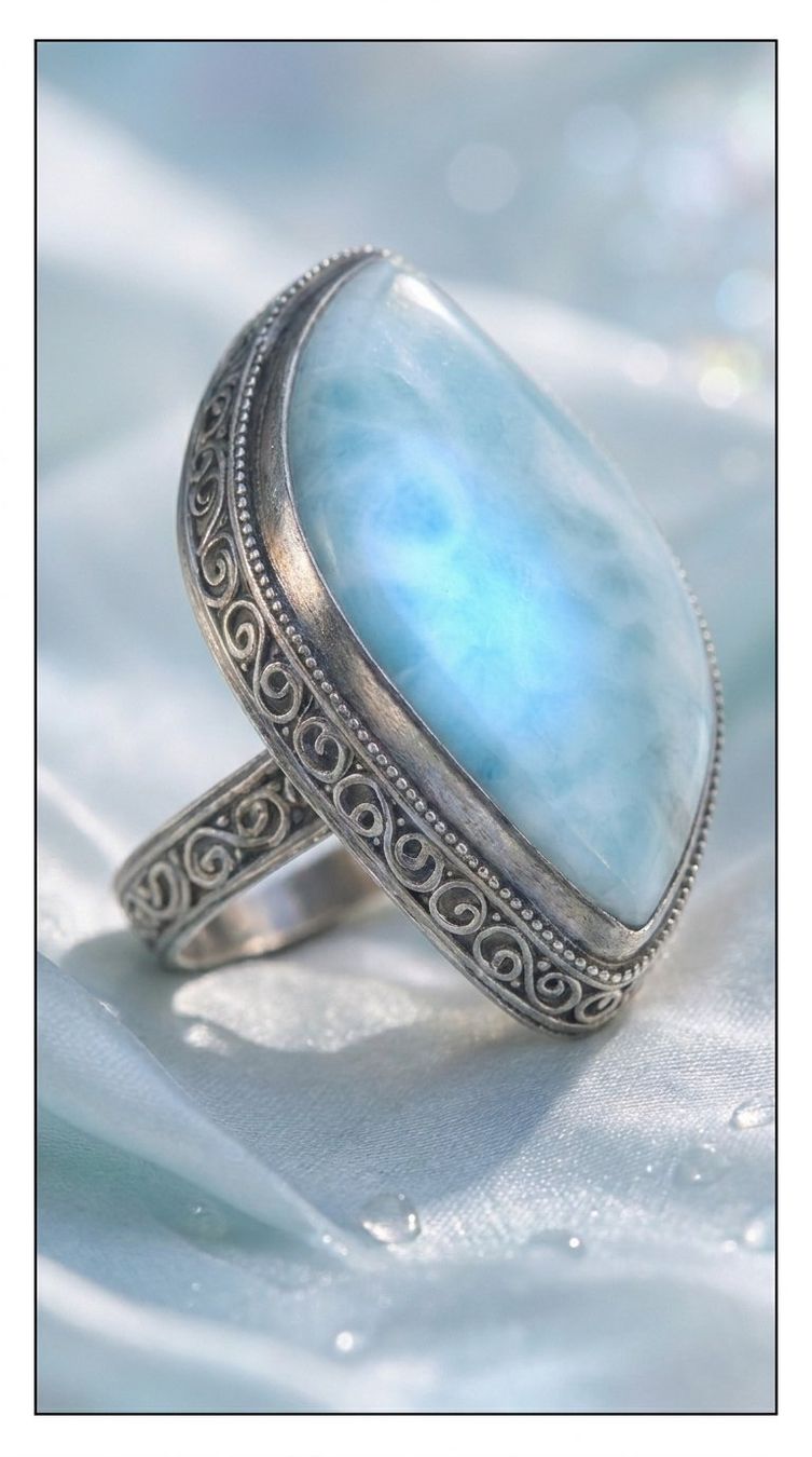 Anelli: Une bague avec une pierre rare Larimar – Nuovo e nell'imballaggio originale da Fribourg venduto da VictoriaShop7 2