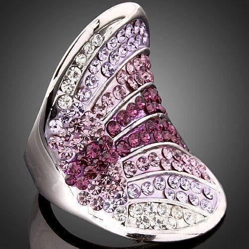 Anelli: Ring Bague plaqué or blanc Swarovski Elements Gr. 56 – Nuovo (secondo la descrizione) da Prilly venduto da ilyria73 1
