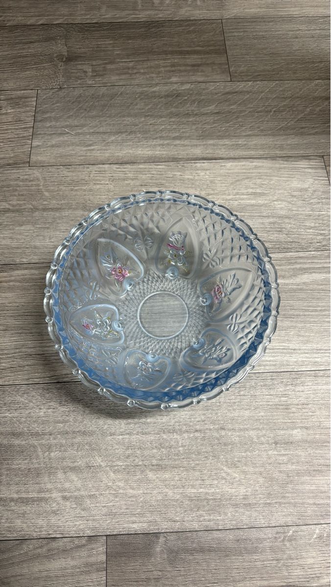 Ciotole: Blaue Glasschale mit Rosenmuster – Usato da Elsau venduto da shoppa2