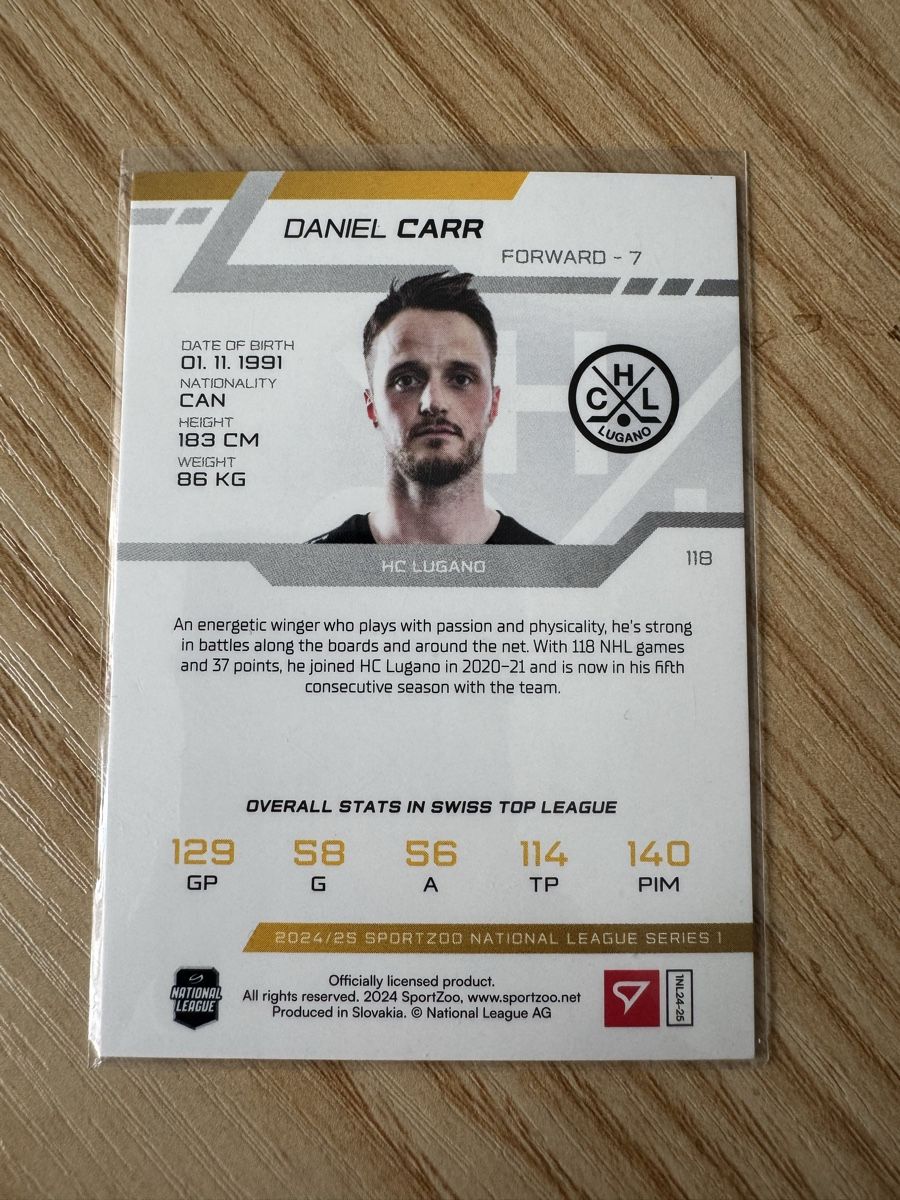 Sportzoo Carte collezionabili: SportZoo - Daniel Carr - Blue /30 - HC Lugano – Nuovo (secondo la descrizione) da Bellinzona venduto da BipBipBoom 1