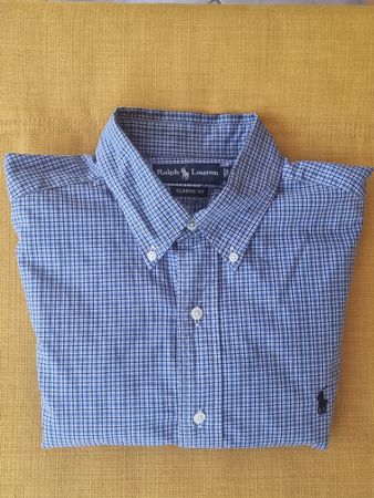 Ralph Lauren Oxford Shirt, Blue Check, Size L, Perfect Fit