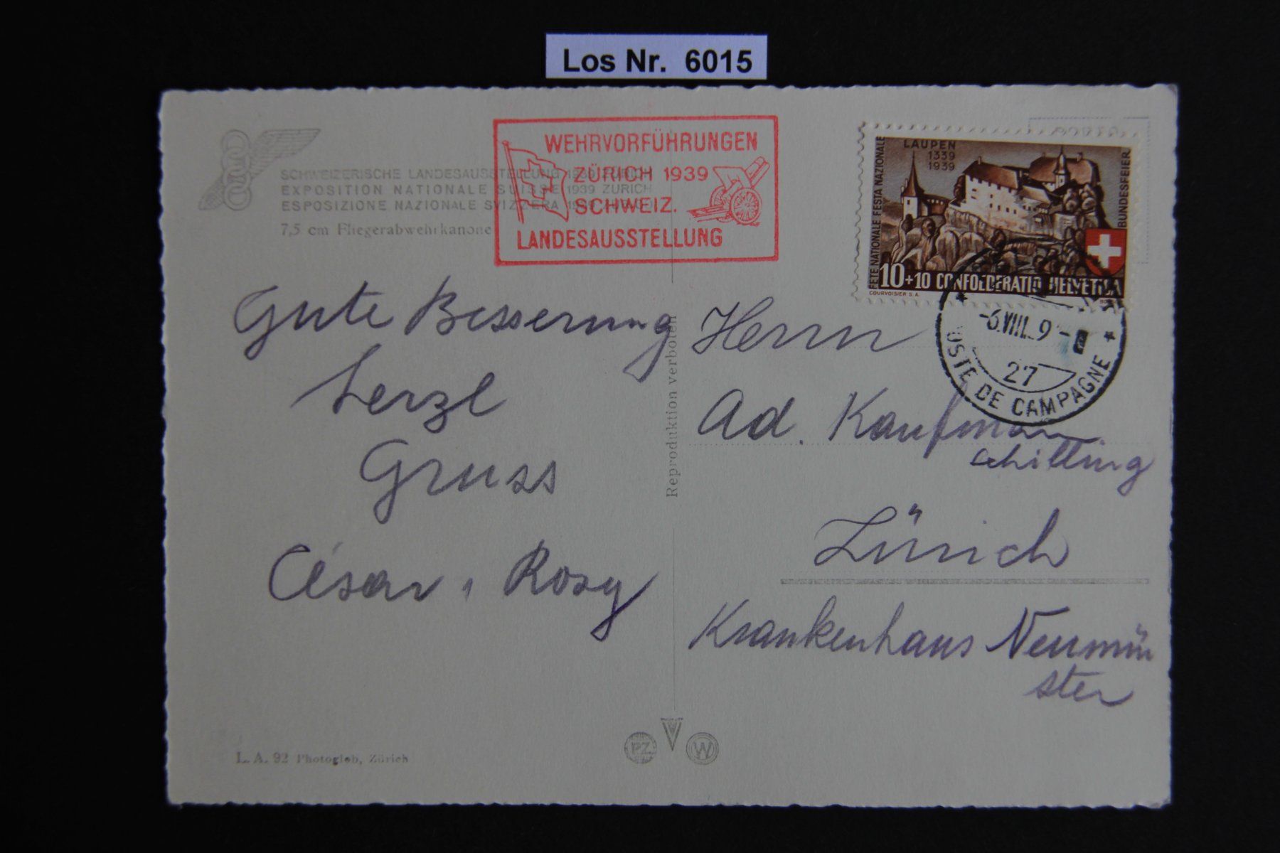 Cartoline postali: Ansichtskarte Schweizerische Landesausstellung      Los 6015 – Usato da Volken venduto da jukon65 1