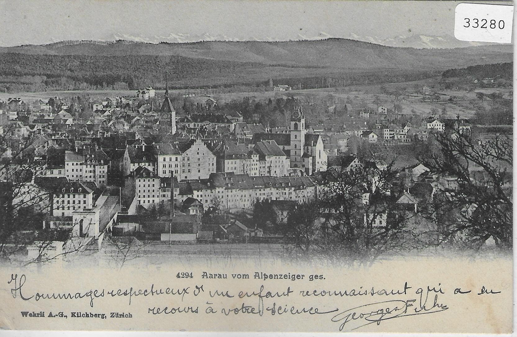 Ansichtskarten: Aarau vom Alpenzeiger gesehen – Gebraucht aus Ettingen von Kartenplanet