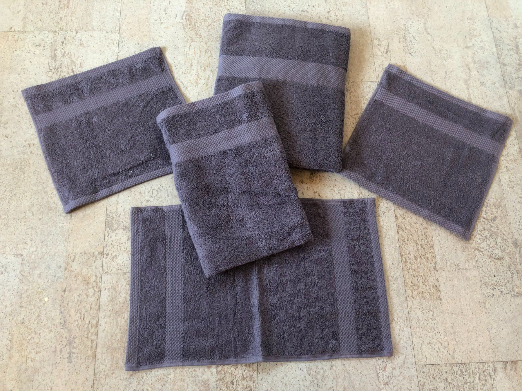 Teli da bagno: 5-teiliges Frottée Handtuch-Set, Farbe anthrazit "NEU" – Nuovo e nell'imballaggio originale da Widnau venduto da Fundgrube54