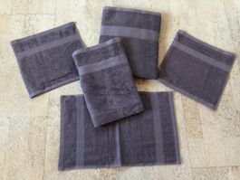 5-teiliges Frottée Handtuch-Set, Farbe anthrazit "NEU"
