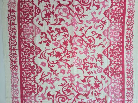 Edle Pashmina Stola mit reichem Muster - Pink/Off-White