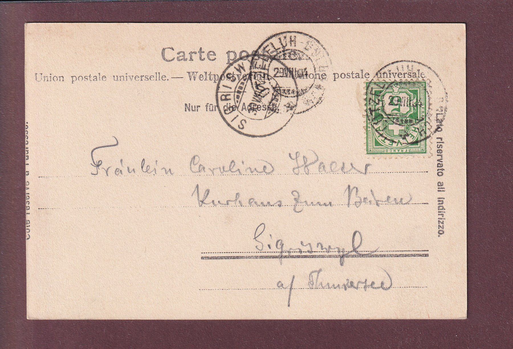Cartoline postali: Gruss aus WALDHAUS - Lützelflüh - 1904 – Usato da Pully venduto da nicecards 1