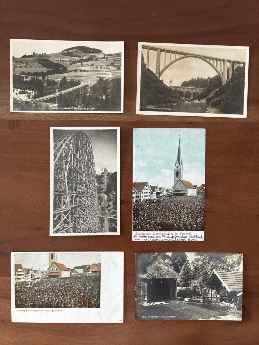 Cartoline postali: 11 Ansichtskarten Schweiz von Hundwil AP – Usato da Oftringen venduto da Cla.vD.74 2