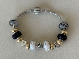 Luxus Elegante 20 cm Armband/Beads Farbe :Silber/weiss/schwa