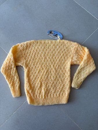 Kinder Pullover handgestrickt hellgelb Grösse 98