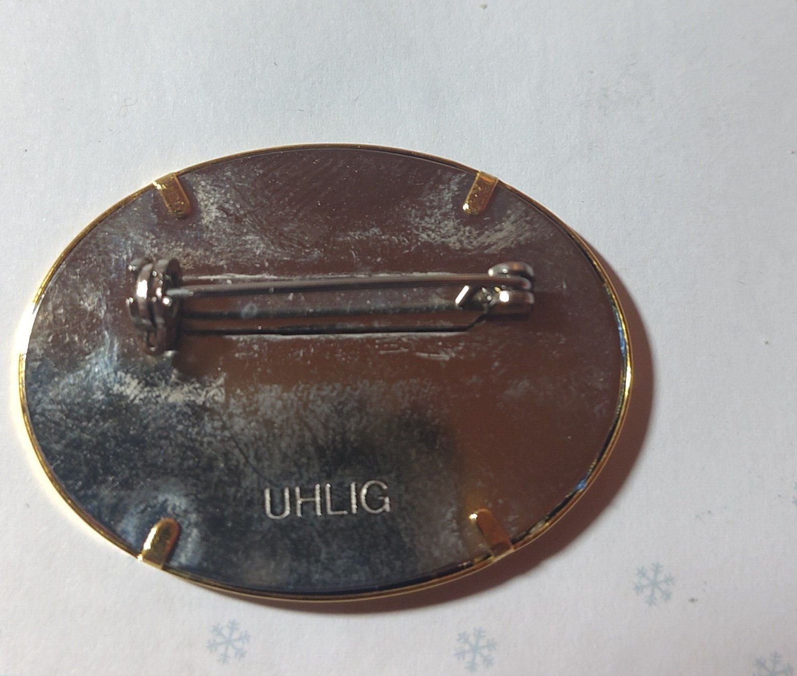 Broches & Aiguilles: Brosche Uhlig oval mit buntem Stoffmuster gebraucht – D'occasion à Grüsch par Andi390 1