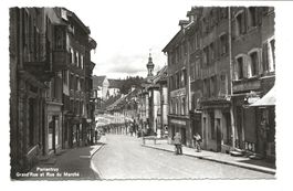 Porrentruy (JU) Grand Rue et Rue du Marché - Café Paix